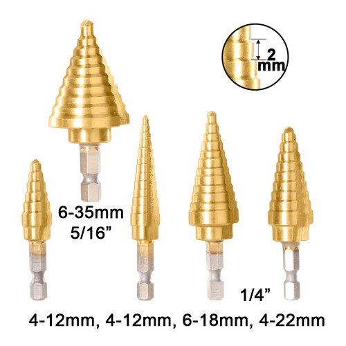 Τρυπάνια Κώνικα με 1/4" και 5/16" Σετ 5 τεμ.