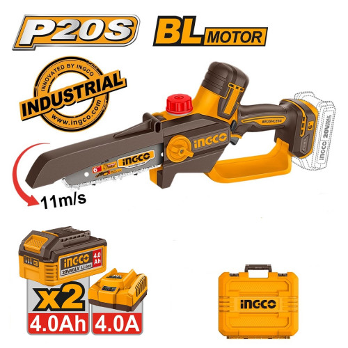 Μίνι Αλυσοπρίονο Μπαταρίας 2X4.0Ah 20V Li-Ion με 6"/15cm Λάμα + Δώρο Θήκη + Δωρεάν Αποστολή