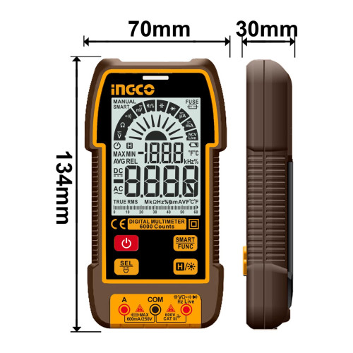 Ψηφιακό Πολύμετρο 600V True RMS με Μέτρηση AC/DC/ Αντίστασης/ Χωρητικότητας/ Συχνότητας/ NCV